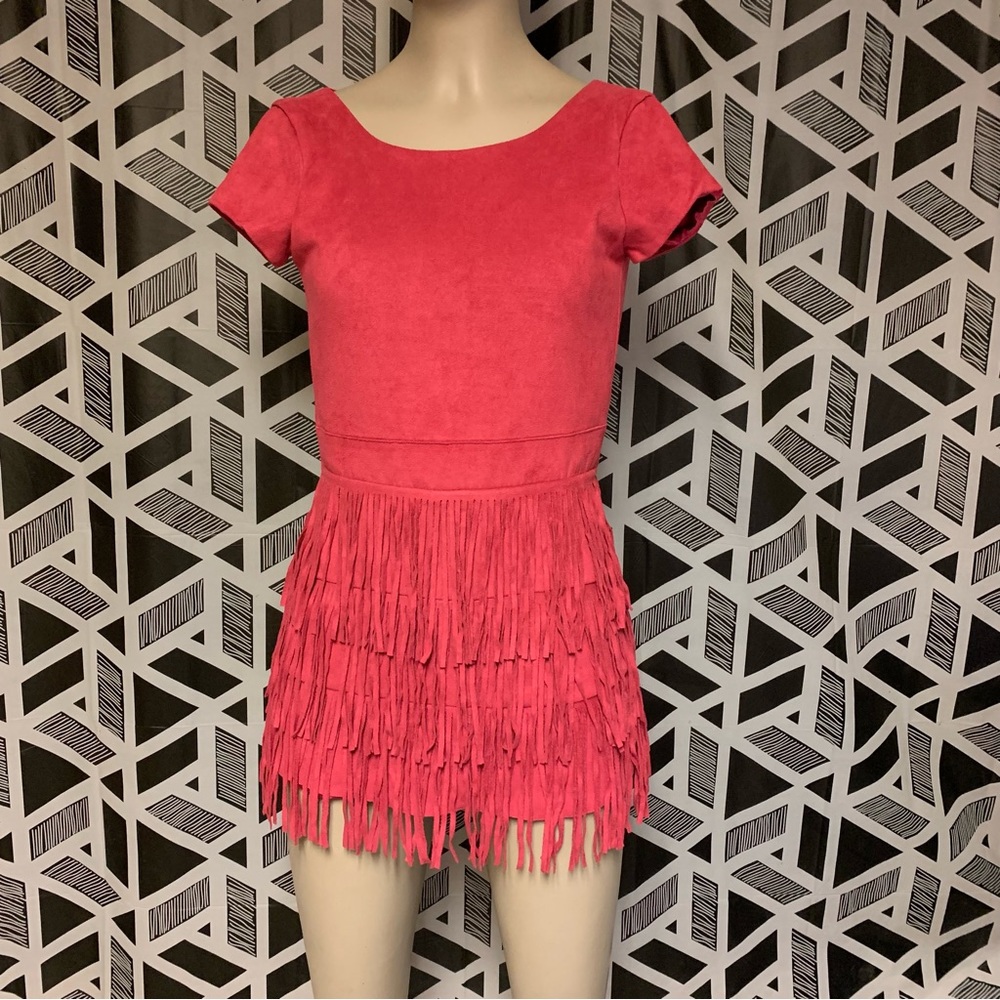 Girls Pink Fringe Dress Lipstick Girls 8